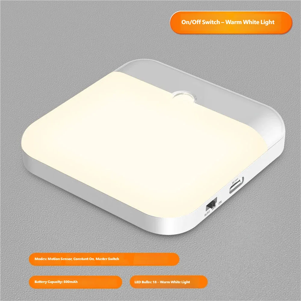 Luminária LED Recarregável com Sensor de Movimento